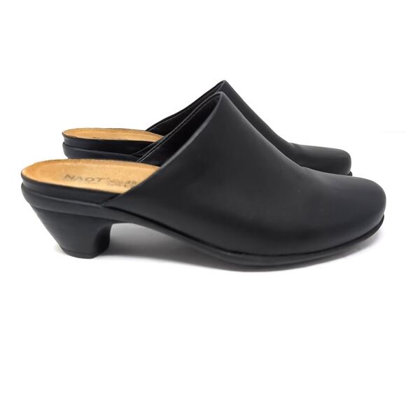 Naot Pioneer Mules Shoes Z1513 Womens US 7-7.5 EU 38 Black Leather Slip On Clog - Picture 1 of 10